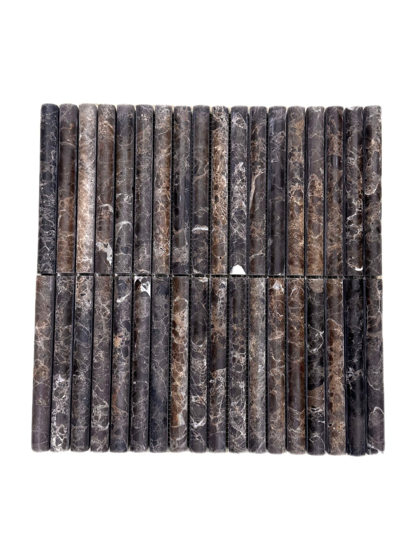 art 703 Kit Kat Marron Emperador Bull Nose Mozaïek 151x30x15mm op matje 300x300x10mm