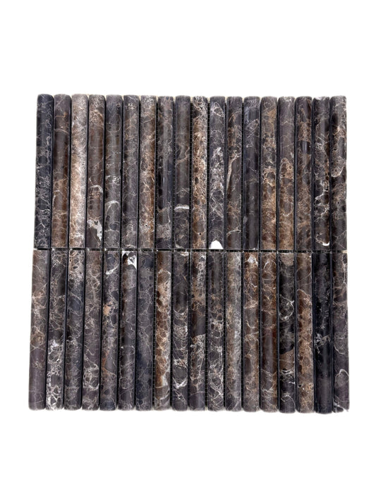 art 703 Kit Kat Marron Emperador Bull Nose Mozaïek 151x30x15mm op matje 300x300x10mm