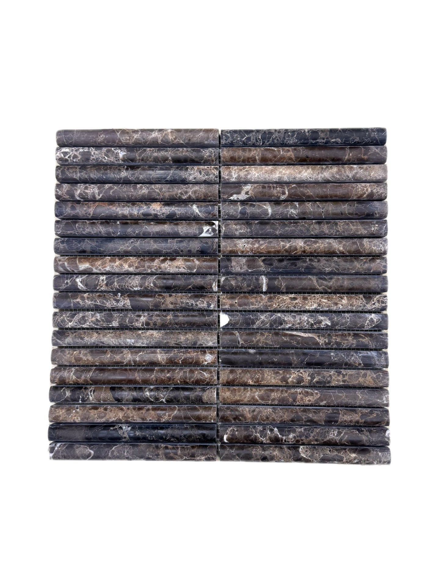 art 703 Kit Kat Marron Emperador Bull Nose Mozaïek 151x30x15mm op matje 300x300x10mm