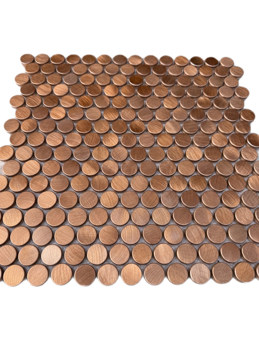 art 731 Refelections Penny Round Koper 19mm geschuurd