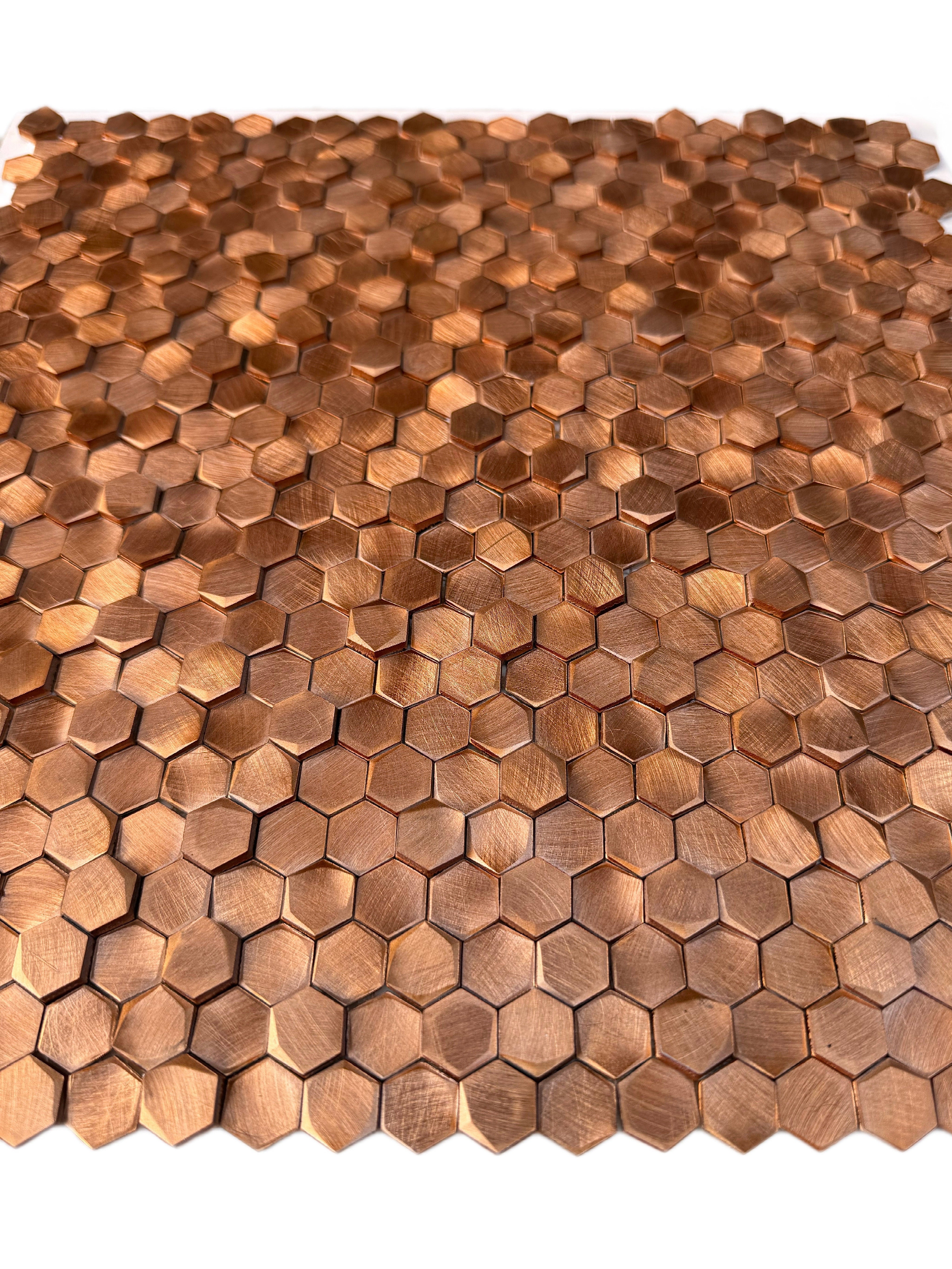 A 727 Colonial L Antic Hexagon Gravity  10mm Copper 3D op matje 300x300x4-8mm