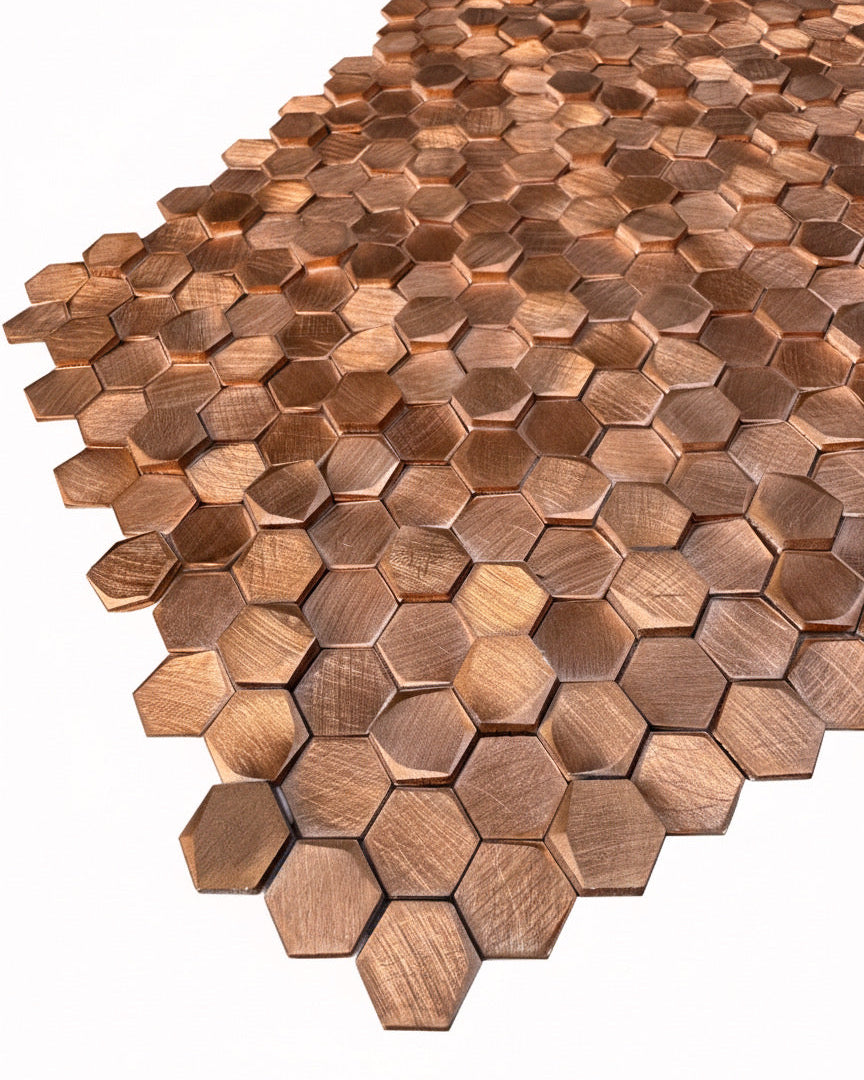 A 727 Colonial L Antic Hexagon Gravity  10mm Copper 3D op matje 300x300x4-8mm