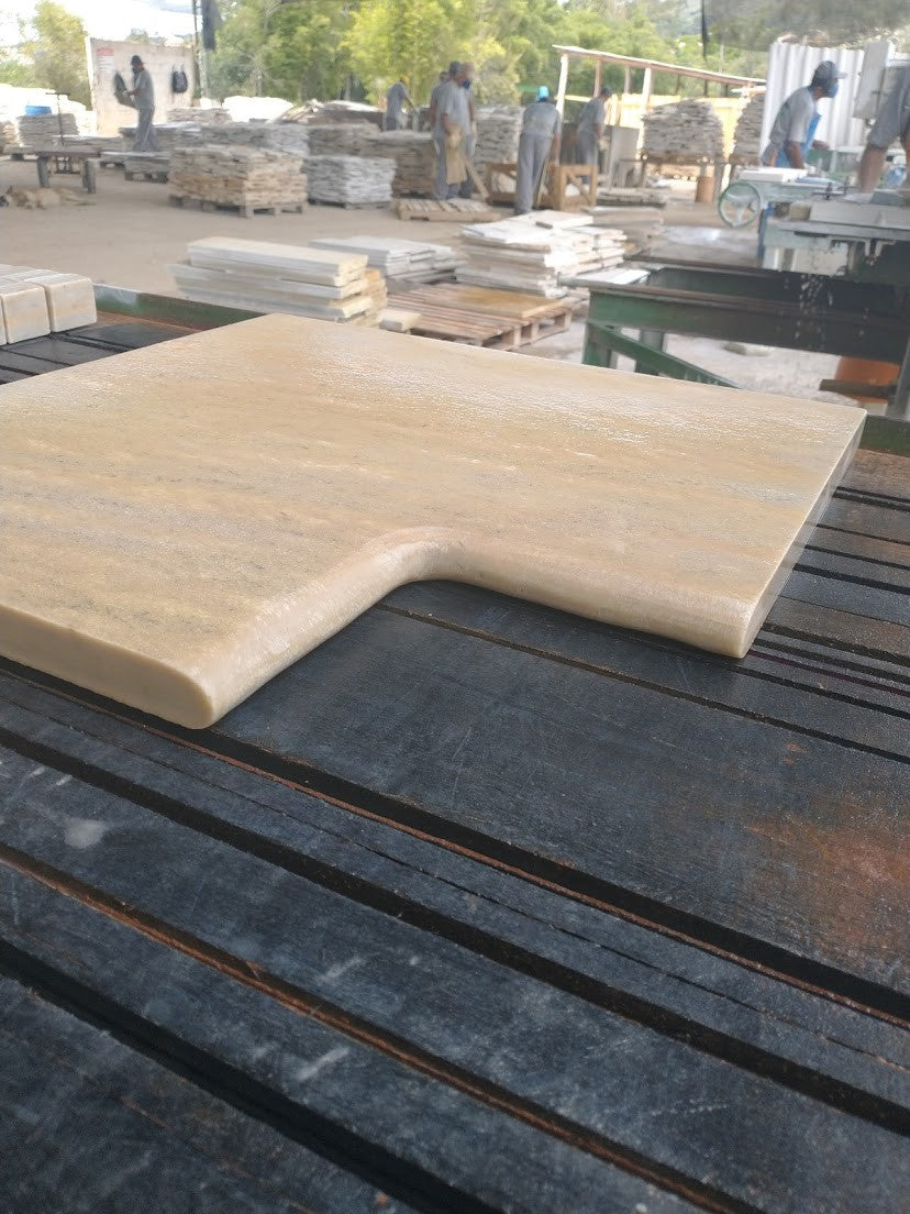 Zwembadranden Brasil Yellow 100x35x3cm en hoekstukken 50/35x50/35x3cm  halfrond