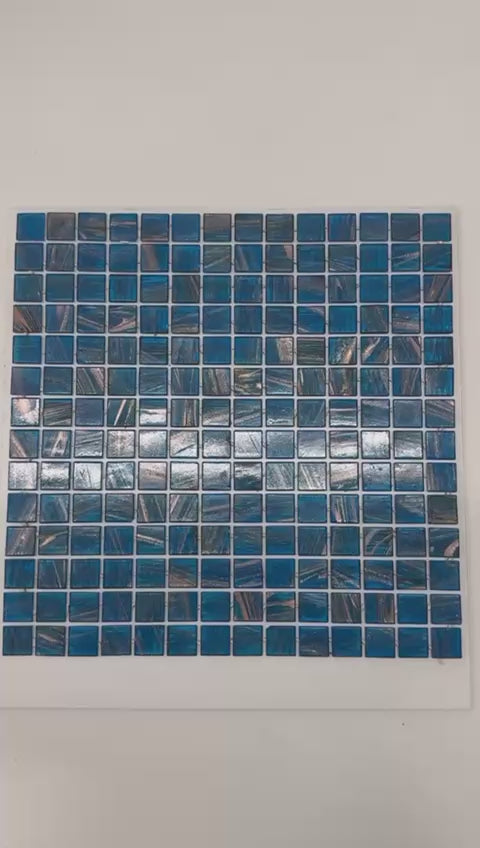 art 712  Glas Mozaiek Amsterdam Azure Bleu-Gold 20mm op matje 300x300x4mm