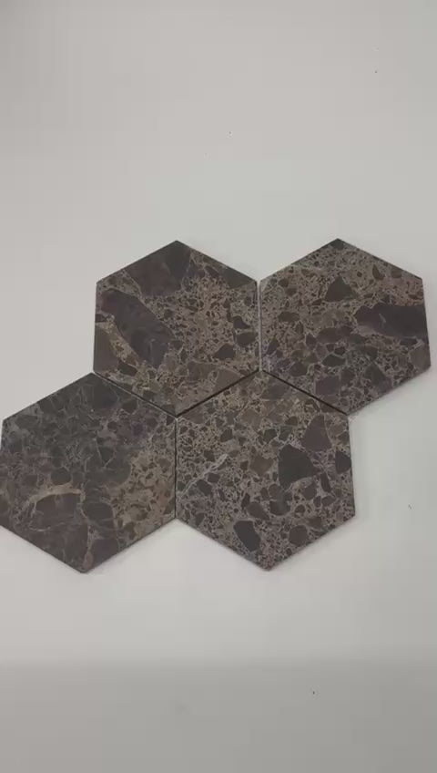 art 710 Marmer  Marron Emperador Hexagon 150MM op matje 300x300xx10mm mat
