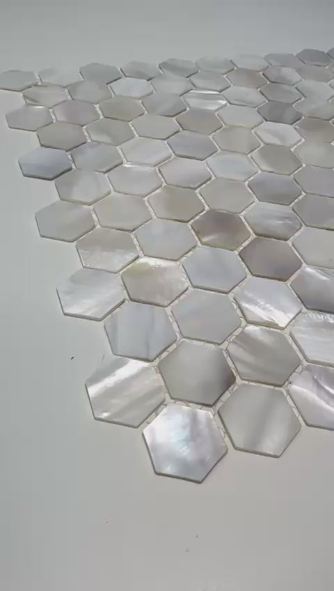 Pearl art 721 Oyster Pearl White Hexagon schelp 23mm op matje