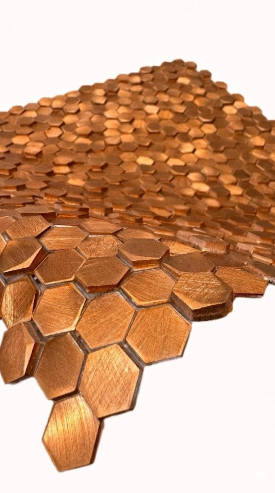 A 727 Colonial L Antic Hexagon Gravity  10mm Copper 3D op matje 300x300x4-8mm